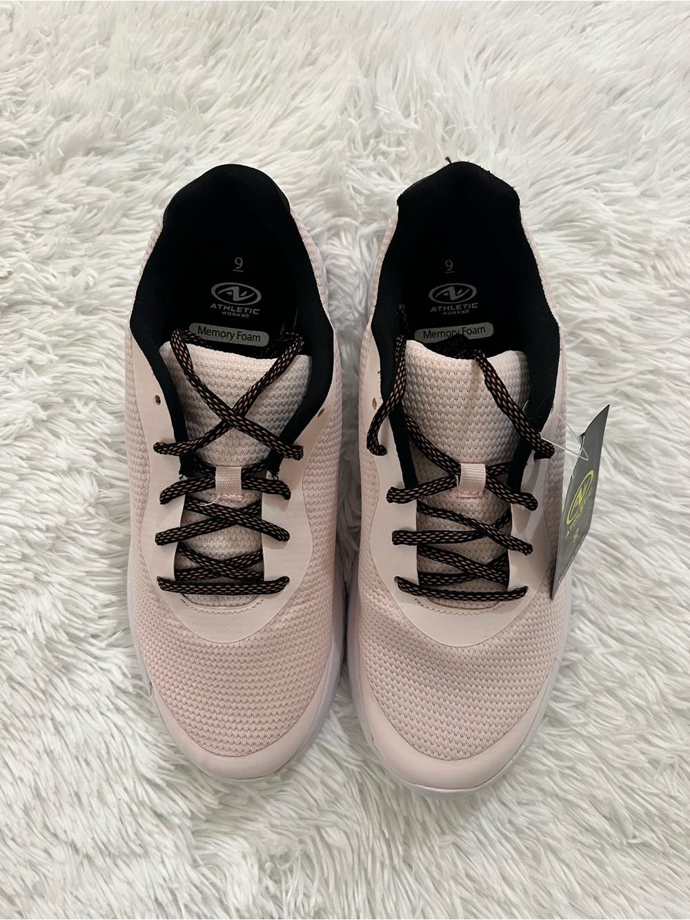 Athletic Works Light Pink Women's Memory Foam Athletic Sneakers with Black Trim
